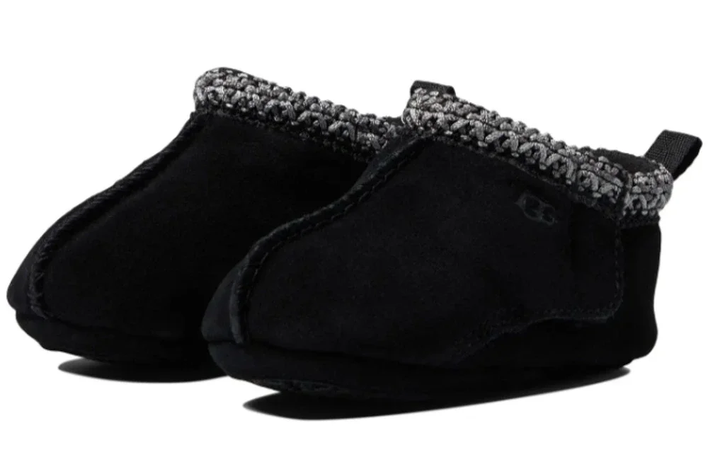 UGG Baby Tasman Slippers US 02/03 Small Black Suede NIB